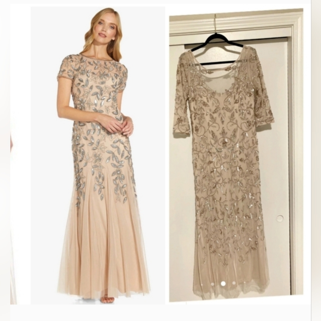 Adriana Papell Embellished Evening Gown